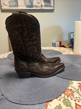 Men's Laredo Brown Embroidered Leather Western Boots